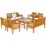 Tangkula 4 Piece Outdoor Acacia Wood Sofa Set
