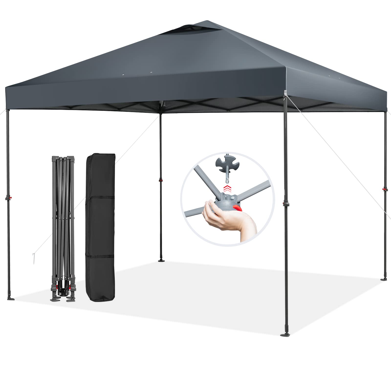Tangkula 10x10 ft Pop Up Canopy, 1 Person Set-up Instant Tent with Center Lock, Black