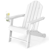 Tangkula Adirondack Chair Outdoor, Fade Resistant HDPE Armchairs with Cup Holder
