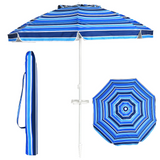 Tangkula 7.2 FT Beach Umbrella, Portable Beach Umbrella W/Sand Anchor & Tilt Mechanism, 8 Sturdy Rib & Premium Steel Pole, Carrying Bag