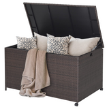 Tangkula 133 Gallon Deck Storage Box, Patio Rattan Storage Container with 2 Universal Wheels