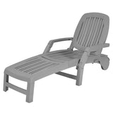 Outdoor Chaise Lounge Chair, 5-Position Adjustable Recliner with Storage Box and Flexible Wheels