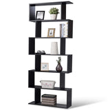 6 Shelf Bookcase, Modern S-Shaped Z-Shelf Style Bookshelf