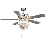 Tangkula 52" Crystal Ceiling Fan with Lights, Classical Crystal Ceiling Fan with Pull Chain Control