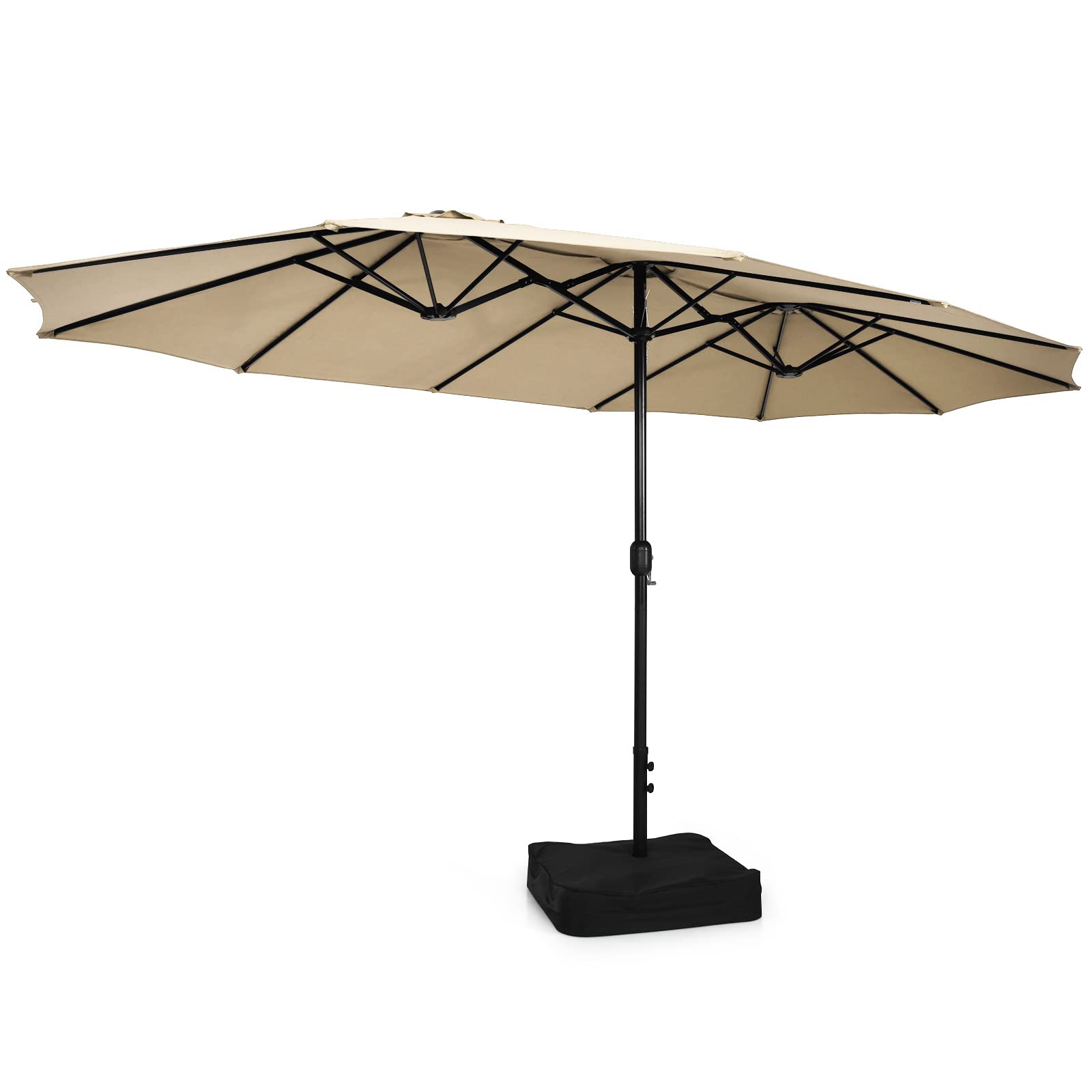 amazon cantilever patio umbrella 15FT Double-Sided Patio Umbrella with Base, Extra-Large Market Umbrella W/Crank System