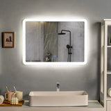 Tangkula Bathroom LED Mirror, Wall-Mounted Makeup Vanity Mirror, Dressing Room, 27.5” x 20”