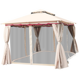 13x10 Feet Patio Gazebo, Outdoor Steel Gazebo with Mesh Netting and Privacy Side Walls