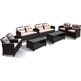 4-Piece Patio Furniture Set, Rattan Wicker Chair Set with 1 Loveseat, 2 Single Sofas - Tangkula