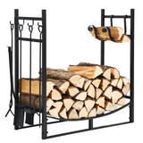 Tangkula 30 Inches Firewood Log Rack with 4 Tools Set