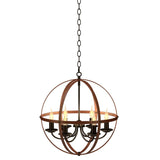 Tangkula 6 Lights Chandelier, Industrial Pendant Light Ceiling Lamp with Bronze Metal Spherical Shade & Adjustable Chain (Bronze)