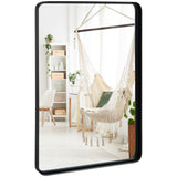 Tangkula Rectangular Wall Mirror, Modern Mirror with Solid Steel Frame & Rounded Corners