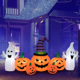 Tangkula 9 FT Halloween Inflatable Pumpkin Ghost, Spooky Lighted Holiday Decoration w/ Witch's Hat,