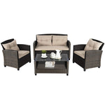 4-Piece Patio Furniture Set, Rattan Wicker Chair Set with 1 Loveseat, 2 Single Sofas - Tangkula