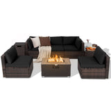 Tangkula 8 Piece Outdoor Wicker Sofa Set, Patio Rattan Conversation Set
