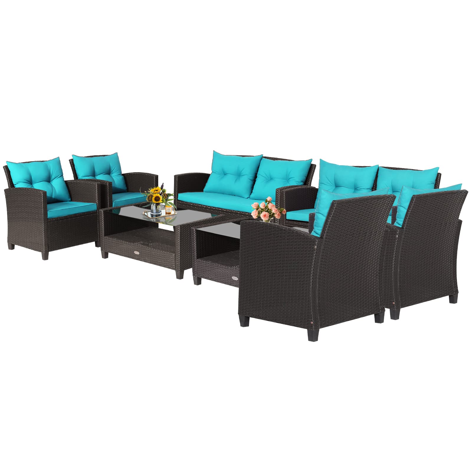 4 or 8 piece Patio Furniture Set - Tangkula