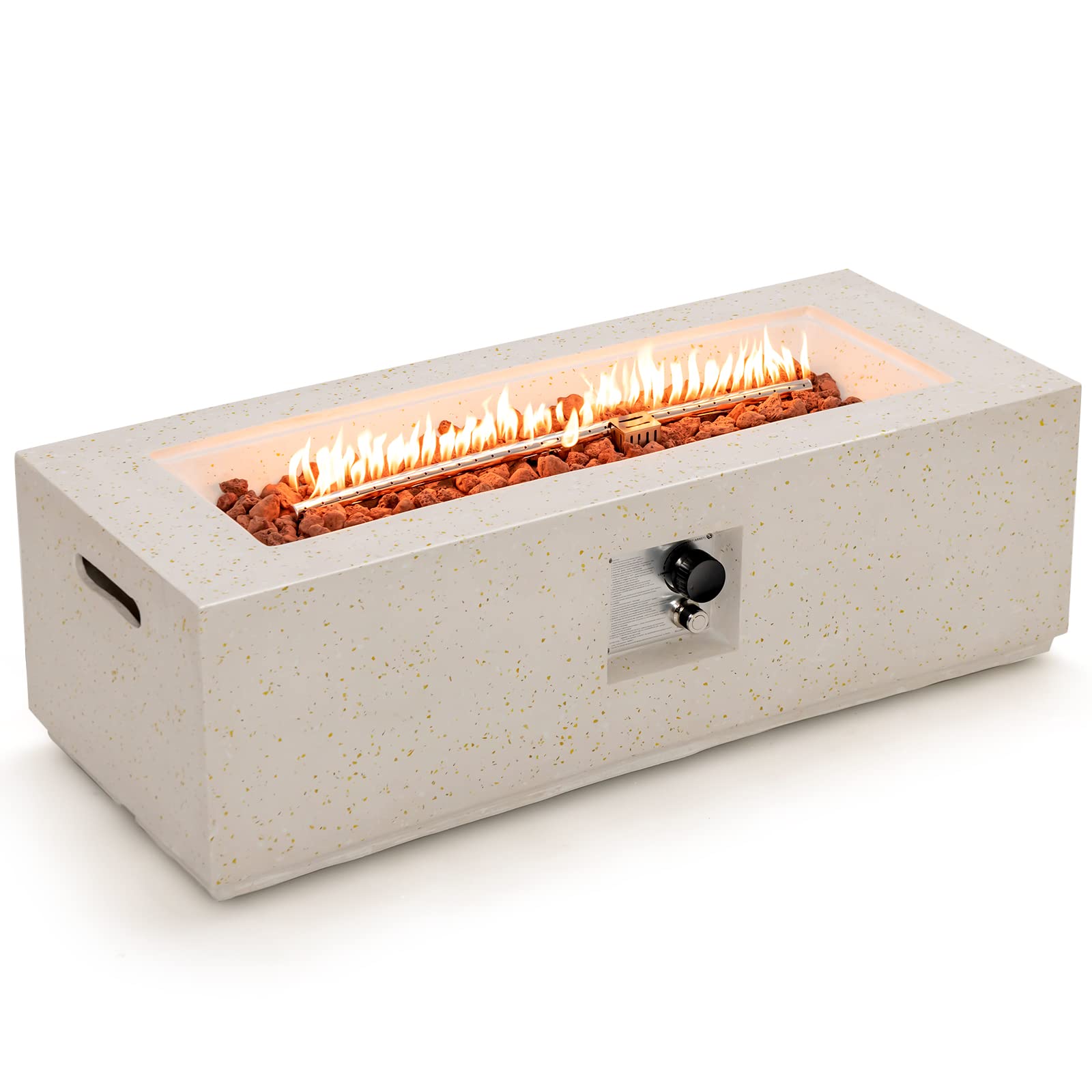 42" Rectangle Terrazzo Propane Gas Fire Table with Auto-Ignition - Tangkula