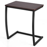 Tangkula Couch Table Sofa Side C Table, C-Shaped End Table with Steel Frame, Snack Table TV Tray Table