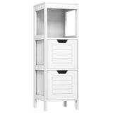 Tangkula Bathroom Floor Cabinet, Multifunctional Wooden Storage Cabinet with 2 Adjustable Drawers