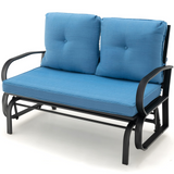 Tangkula 2-Person Outdoor Glider Bench, Swing Seat Bench with Seat & Back Cushions, Sturdy Rustproof Steel Frame
