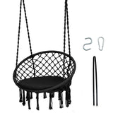 Tangkula Hammock Chair with Cushion, Bohemian Style Macrame Swing Chair with Hanging Hardware Kit & Strap