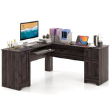Tangkula L-Shaped Office Desk with Storage Drawers & Keyboard Tray