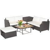 Tangkula 7 Pieces Outdoor Hand-Woven PE Wicker Furniture Set