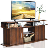 Modern TV Stand for TVs up to 70 Inches, Living Room Console Table w/2 Cabinets & Open Shelves