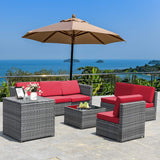 8 PCS Outdoor Patio Furniture Set, Rattan Wicker Sofa Set