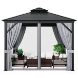 Tangkula 10x10 Ft Hardtop Gazebo, Double-Top Outdoor Gazebo with Galvanized Steel Roof