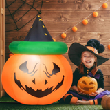 Tangkula 4 Ft Halloween Decorations Inflatable Pumpkin with Witch Hat and Smiling Face