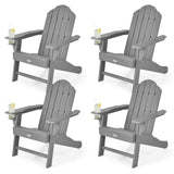 Tangkula Adirondack Chair Outdoor, Fade Resistant HDPE Armchairs with Cup Holder