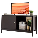 Tangkula Wooden TV Stand for TV up to 50 Inches, TV Cabinet with Sliding Doors