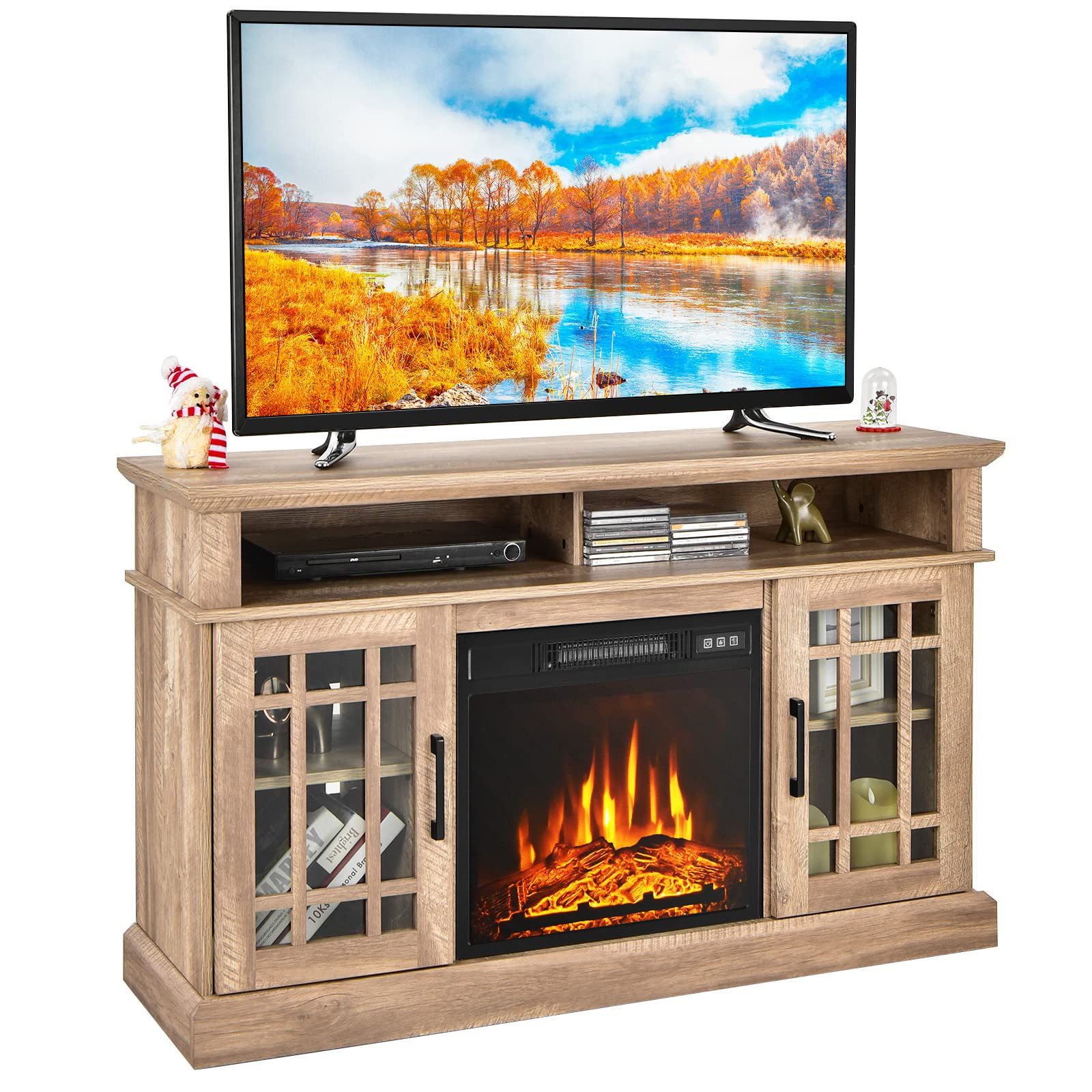Electric Fireplace TV Stand for TVs Up to 50 Inch - Tangkula