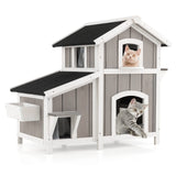 Tangkula 2-Story Outdoor Cat House with Removable Floor