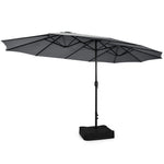 15 ft patio umbrella outdoor umbrella with crank and 15FT Double-Sided Patio Umbrella with Base, Extra-Large Market Umbrella W/Crank System, Grey
