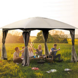 11.5 x 11.5 Feet Large Outdoor Gazebo, Fully Enclosed Canopy Gazebo with Netting