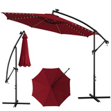 TANGKULA 10FT Solar Offset Umbrella, Tilted Cantilever Hanging Umbrella with 112 LED Lights
