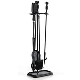 Tangkula 5-Piece Fireplace Tool Set, Heavy Duty Fire Wood Tool Set with Tong, Brush, Shovel, Poker, Stand