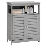 Tangkula Bathroom Floor Cabinet, Wooden Freestanding Storage Cabinet with Double Shutter Door & Adjustable Shelf