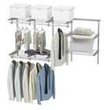 3 to 5 FT Custom Closet Organizer System Kit, Wall-Mounted Storage Organizer with Wire Shelving and Hanging Rods