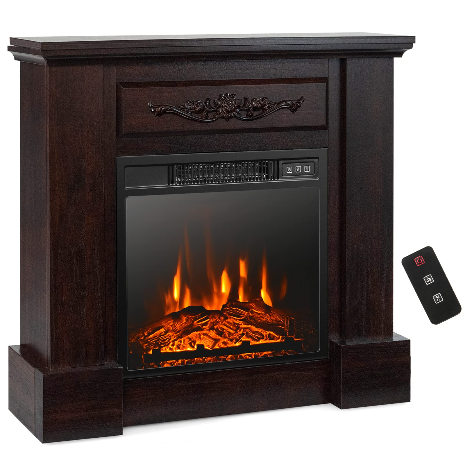 1400W 32 Inches Electric Fireplace with Mantel - Tangkula