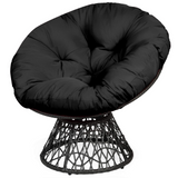 Tangkula Papasan Chair Rattan Ergonomic Chair w/ 360-degree Swivel and Soft Cushion, Solid Structure & Stable Base