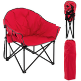 Tangkula Oversized Camping Chair, Outdoor Padded Folding Chair with Cup Holder