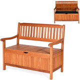 Tangkula Wooden Outdoor Storage Bench Large Deck Box (Natural)