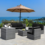 8 PCS Outdoor Patio Furniture Set, Rattan Wicker Sofa Set - Tangkula