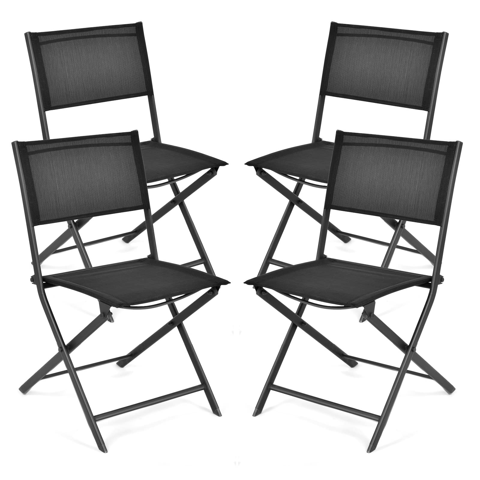 Patio Folding Chairs Set of 4 - Tangkula