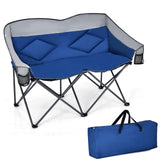 Tangkula Loveseat Camping Chair, Folding Camp Chair with Padded Seat