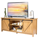 Tangkula Sliding Barn Door TV Stand, Wood TV Storage Cabinet for TVs Up to 65 Inch