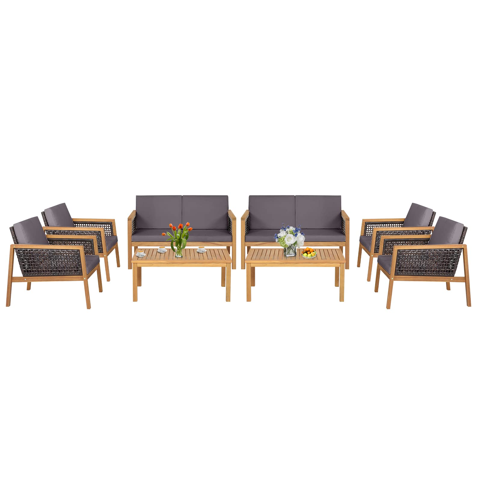 Tangkula Outdoor Acacia Wood Furniture Set - Tangkula