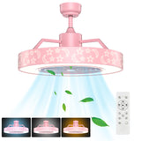 Tangkula 23Inch Ceiling Fan with Lights, Round LED Ceiling Lighting Fan with Invisible Blades & Starry Sky Acrylic Lampshade